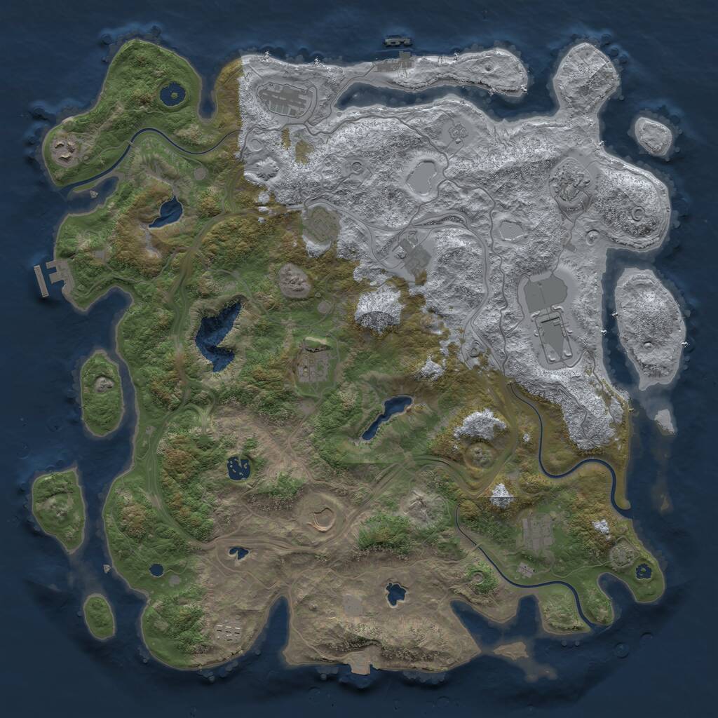 Rust Map: Procedural Map, Size: 4500, Seed: 1862775703, 17 Monuments