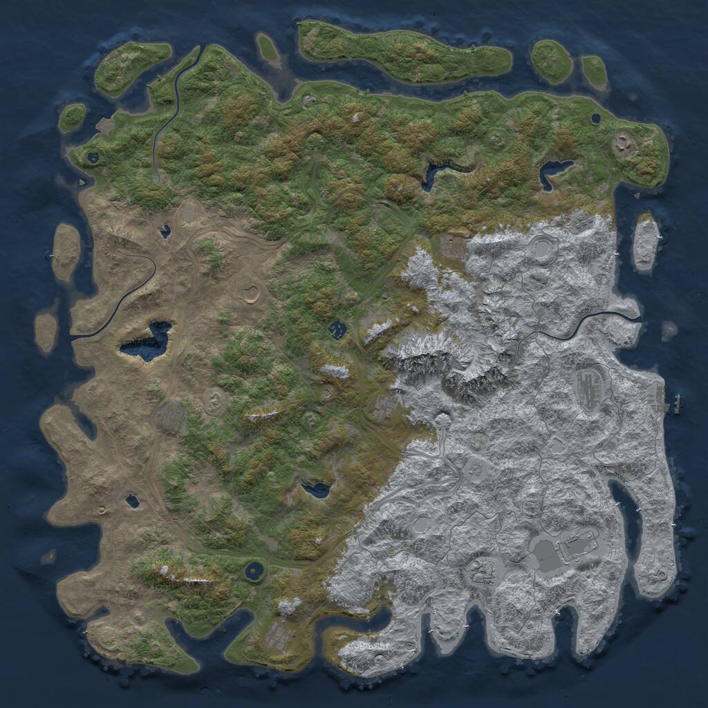 Rust Map: Procedural Map, Size: 6000, Seed: 497240, 16 Monuments