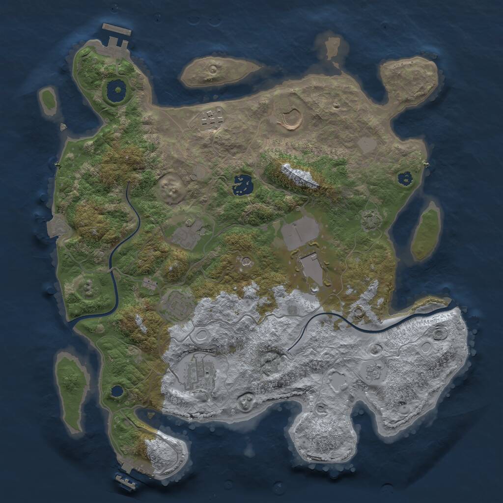 Rust Map: Procedural Map, Size: 3500, Seed: 756077257, 13 Monuments