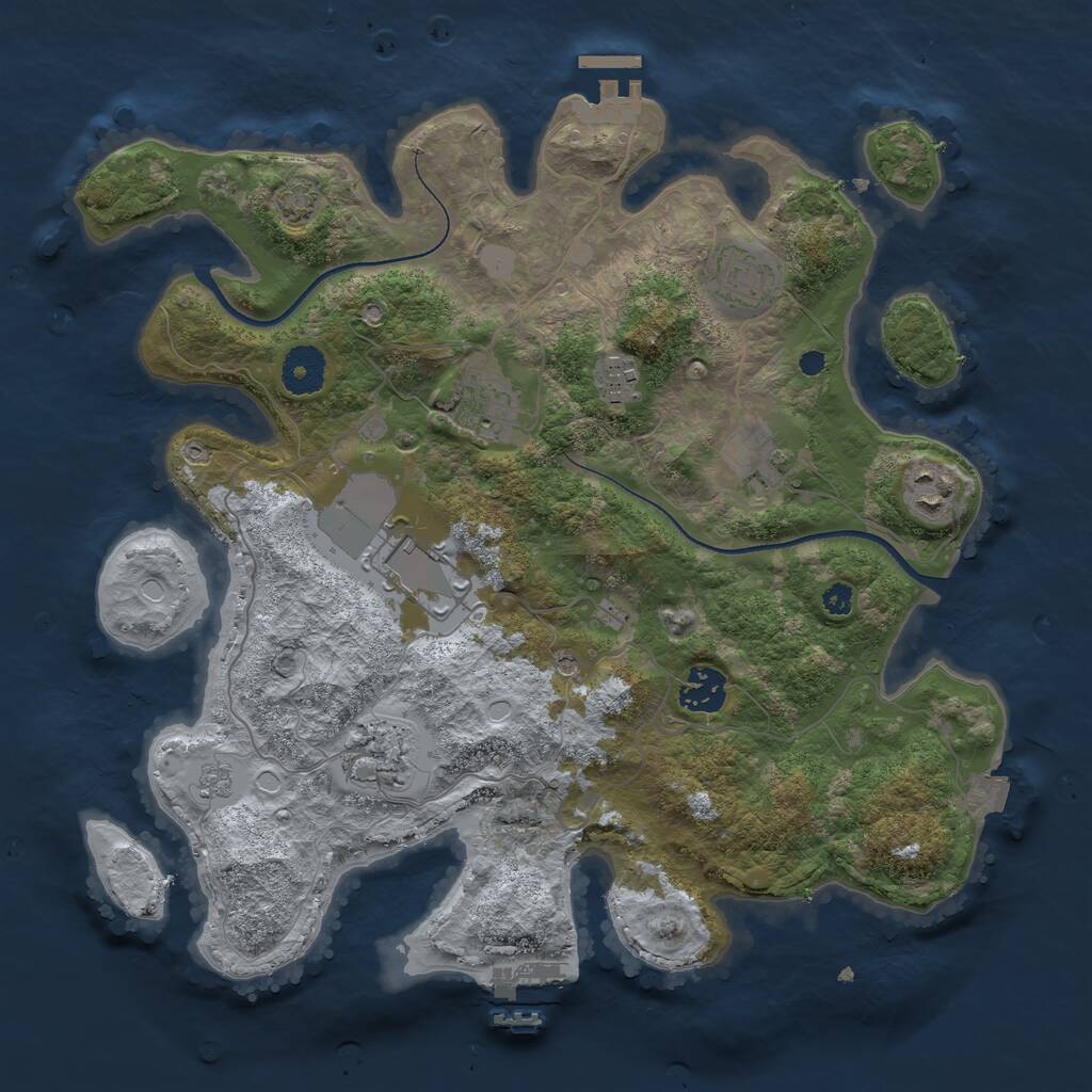 Rust Map: Procedural Map, Size: 3500, Seed: 4102024, 14 Monuments