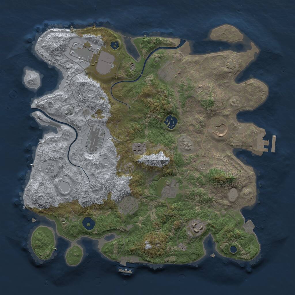 Rust Map: Procedural Map, Size: 3500, Seed: 451395211, 15 Monuments