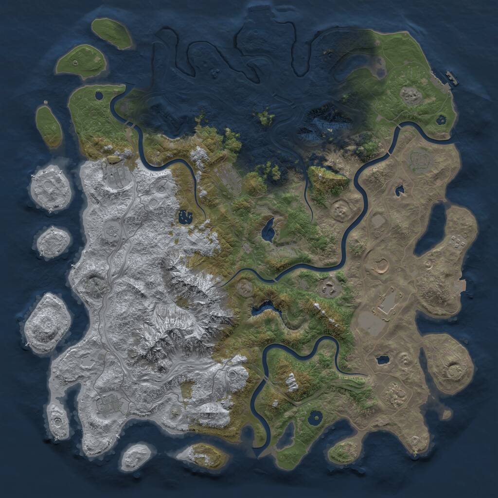 Rust Map: Procedural Map, Size: 5000, Seed: 1743347121, 16 Monuments