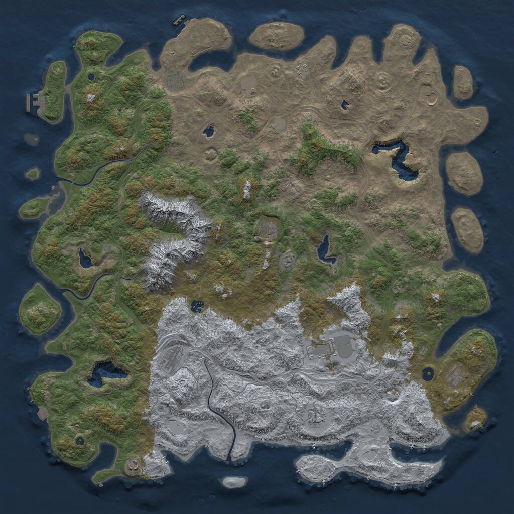 Rust Map: Procedural Map, Size: 6000, Seed: 657778608, 17 Monuments