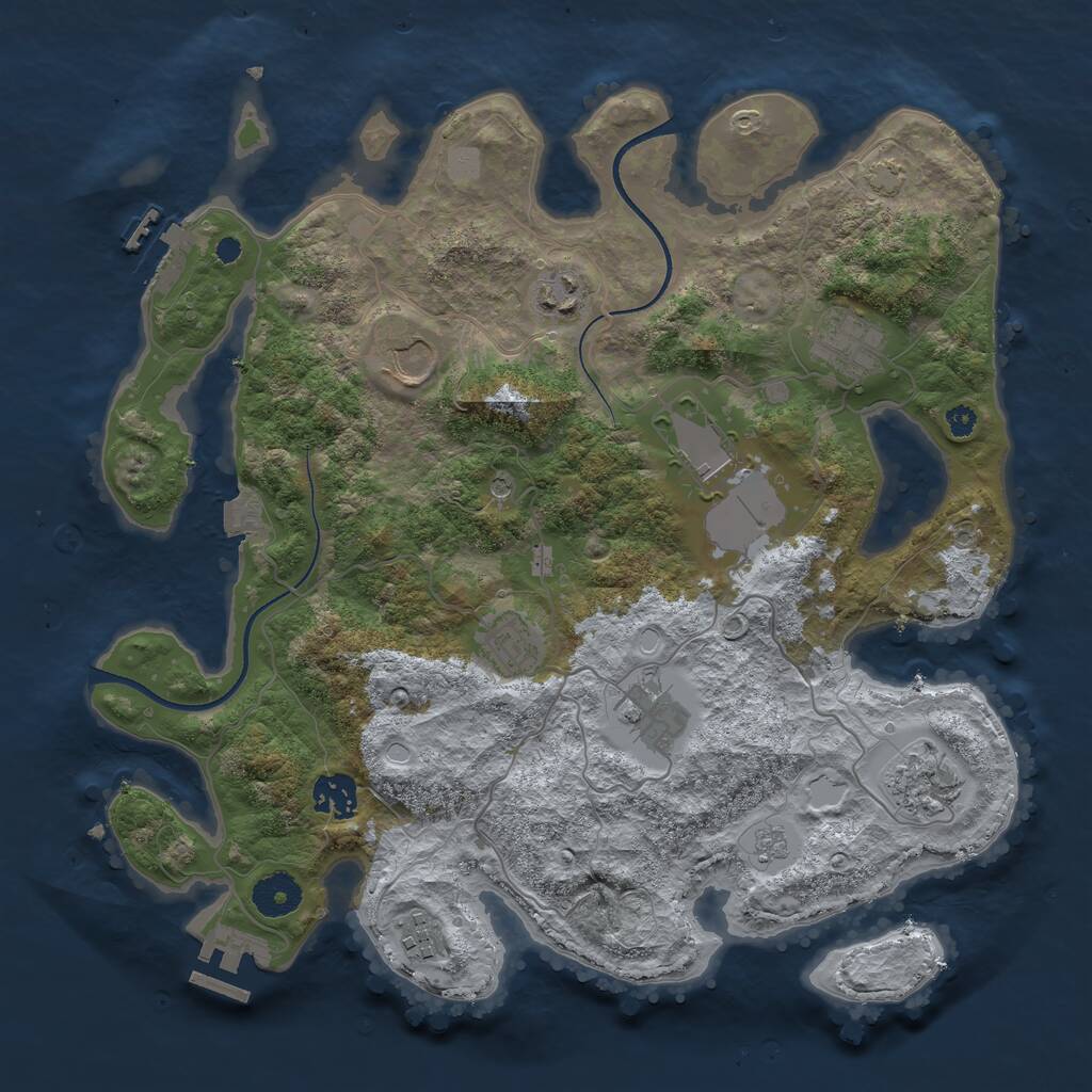 Rust Map: Procedural Map, Size: 3550, Seed: 36436006, 15 Monuments