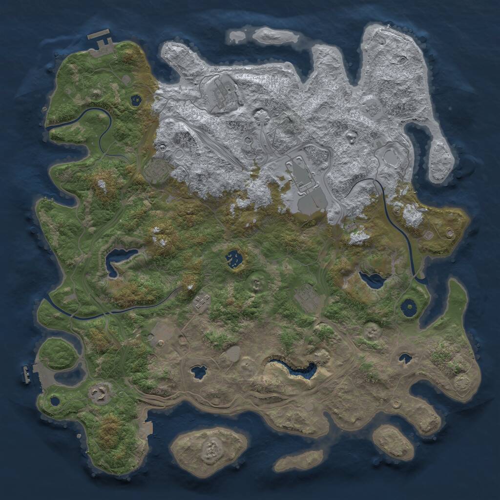 Rust Map: Procedural Map, Size: 4500, Seed: 1420531063, 14 Monuments