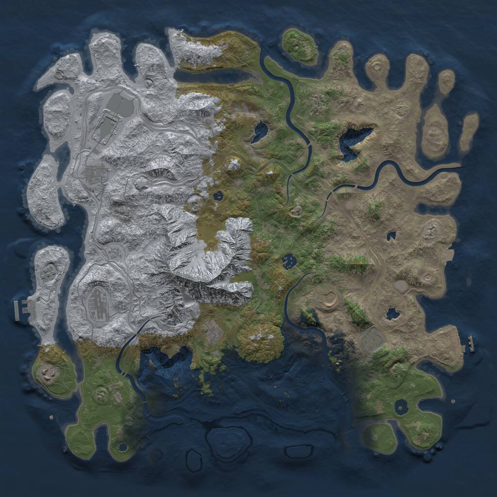 Rust Map: Procedural Map, Size: 5000, Seed: 451437, 16 Monuments