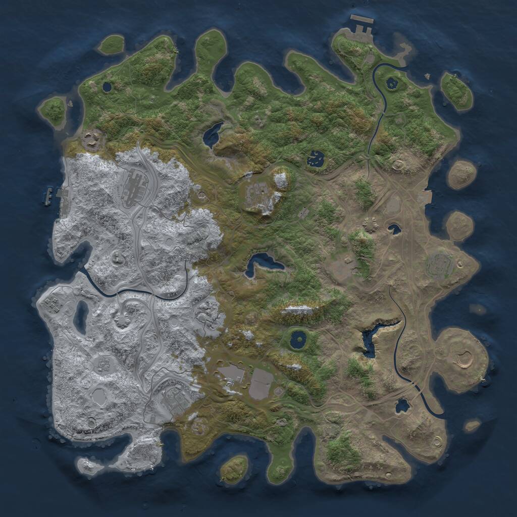 Rust Map: Procedural Map, Size: 4500, Seed: 1424801489, 19 Monuments