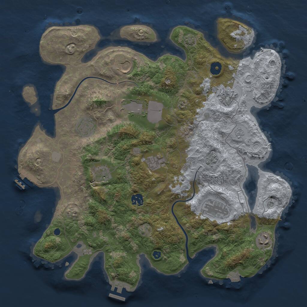 Rust Map: Procedural Map, Size: 3750, Seed: 13976953, 16 Monuments