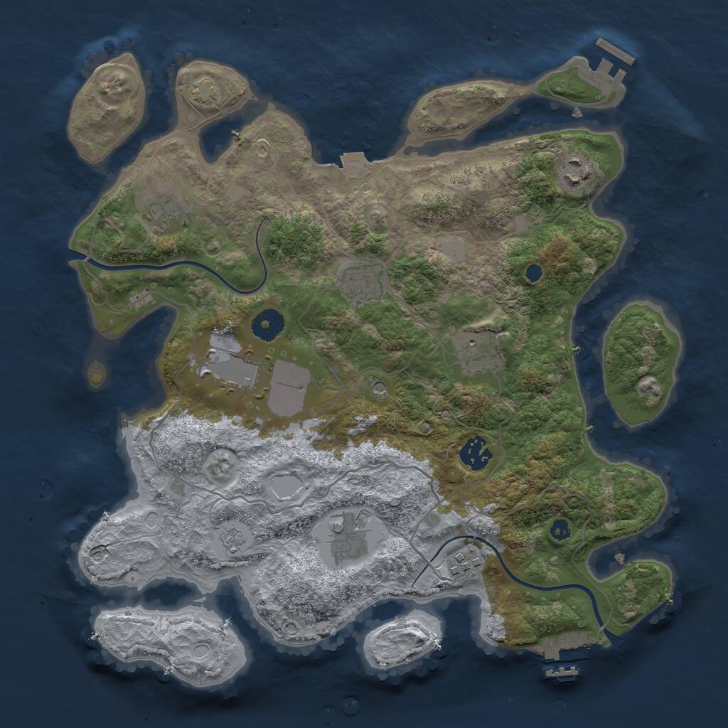 Rust Map: Procedural Map, Size: 3500, Seed: 15994347, 14 Monuments