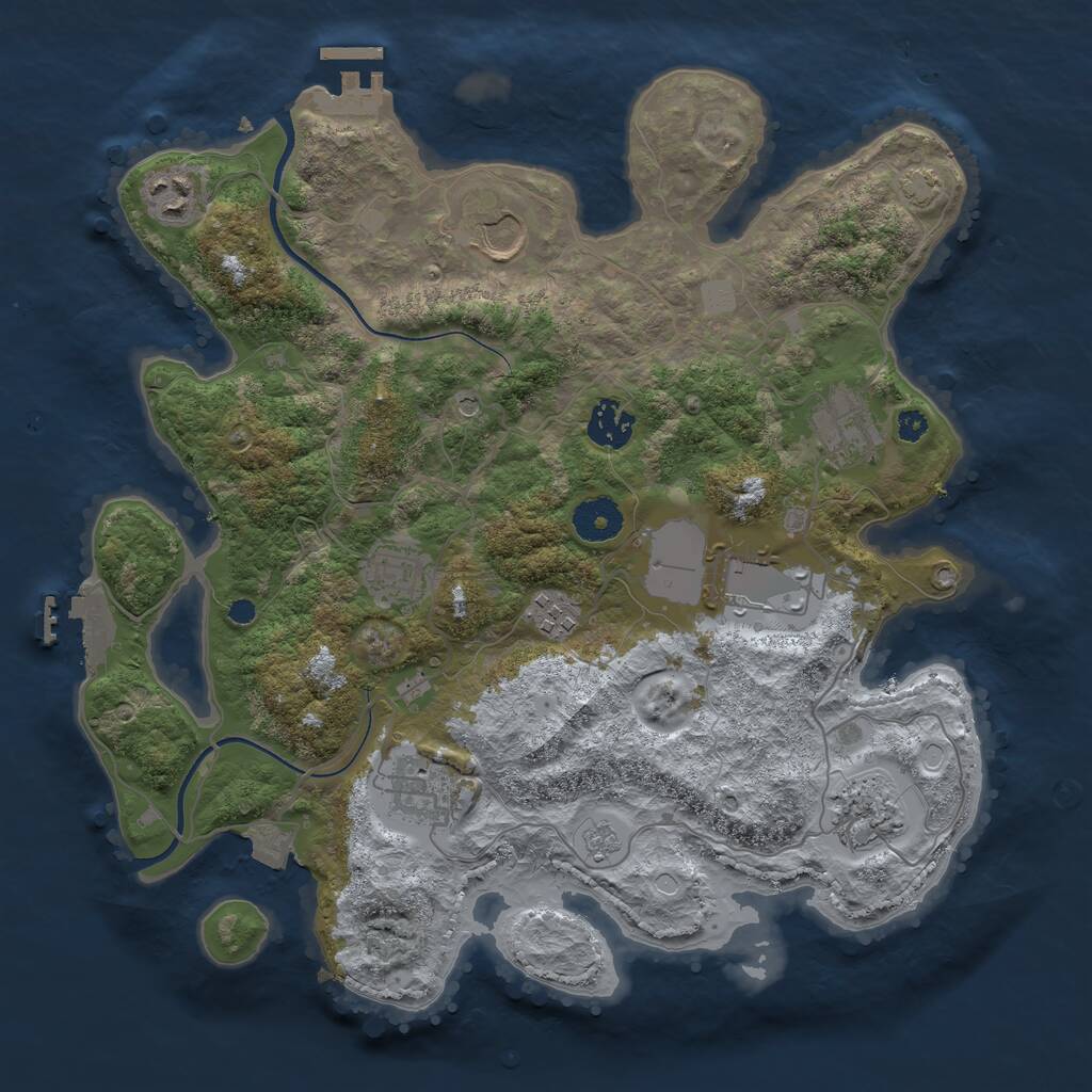 Rust Map: Procedural Map, Size: 3500, Seed: 1668345519, 15 Monuments