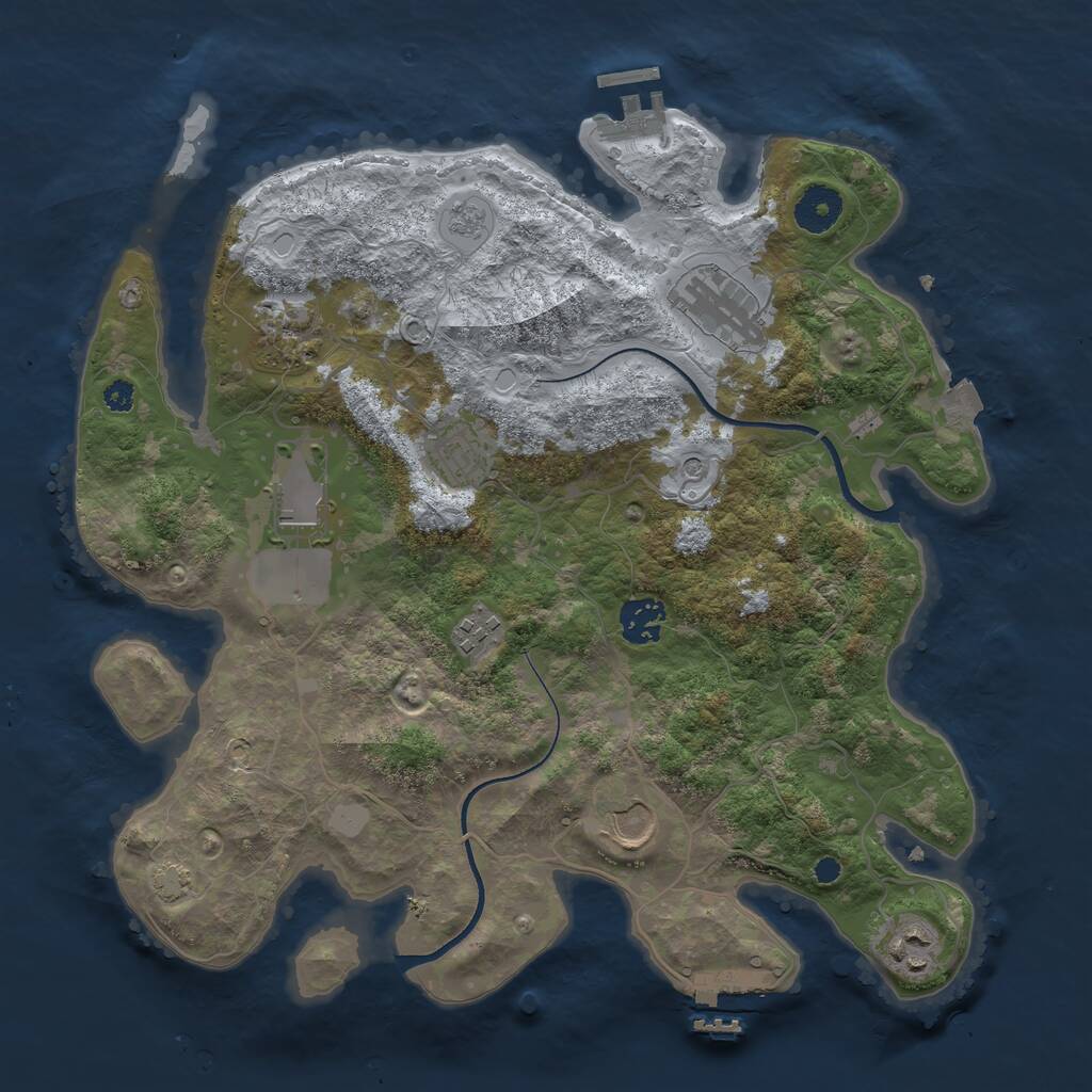 Rust Map: Procedural Map, Size: 3500, Seed: 869682760, 14 Monuments