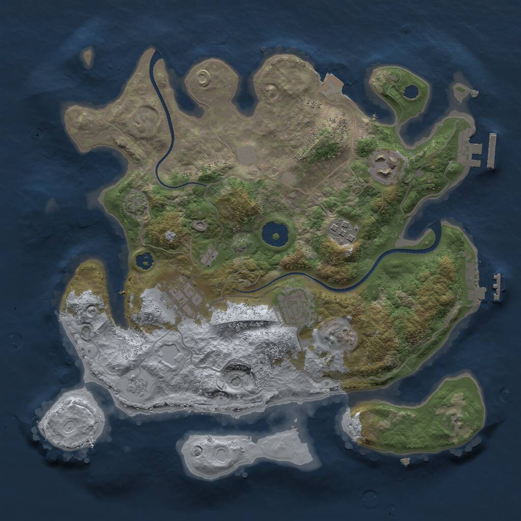 Rust Map: Procedural Map, Size: 3000, Seed: 924851, 10 Monuments