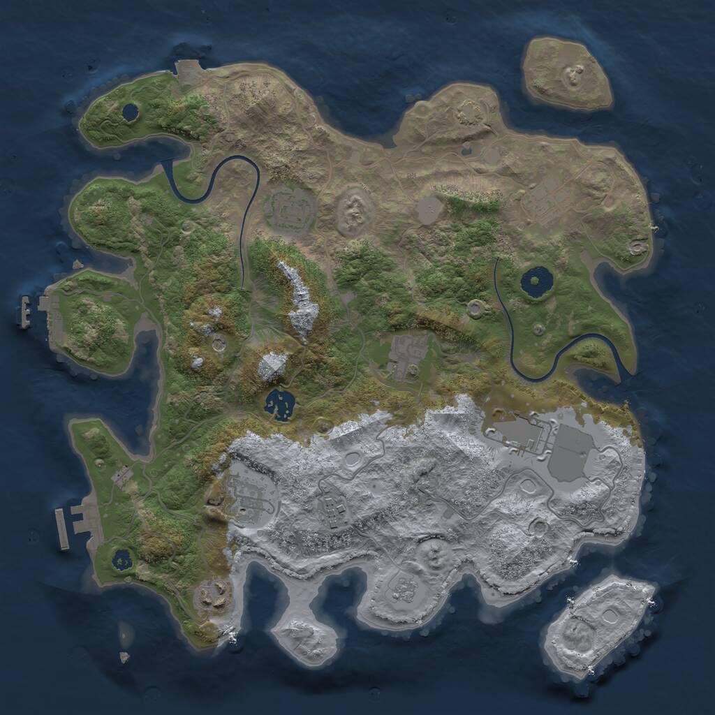 Rust Map: Procedural Map, Size: 3500, Seed: 1122047576, 14 Monuments