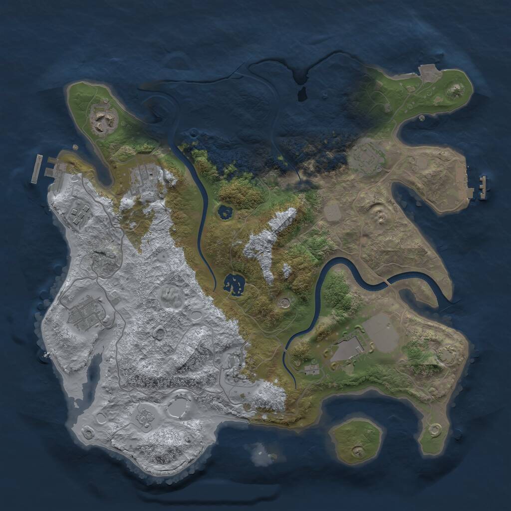 Rust Map: Procedural Map, Size: 3500, Seed: 654231, 14 Monuments