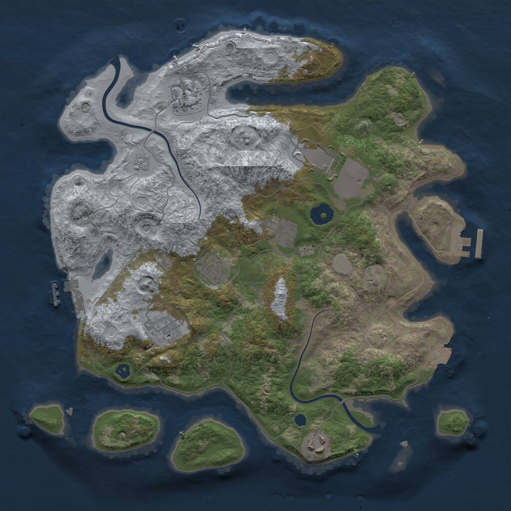 Rust Map: Procedural Map, Size: 3500, Seed: 924589, 12 Monuments