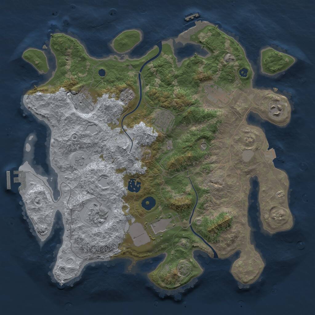 Rust Map: Procedural Map, Size: 3500, Seed: 479294312, 14 Monuments