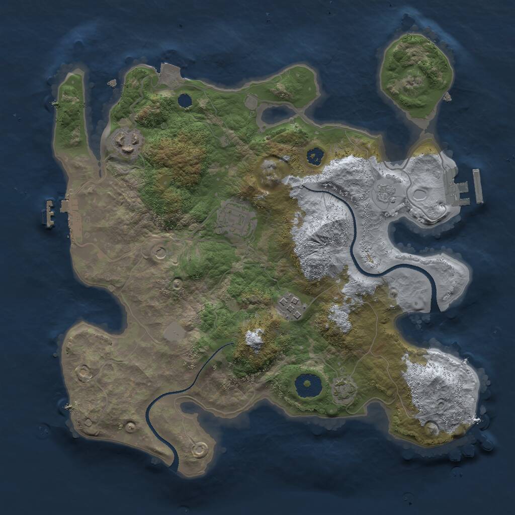 Rust Map: Procedural Map, Size: 3000, Seed: 1195603727, 9 Monuments