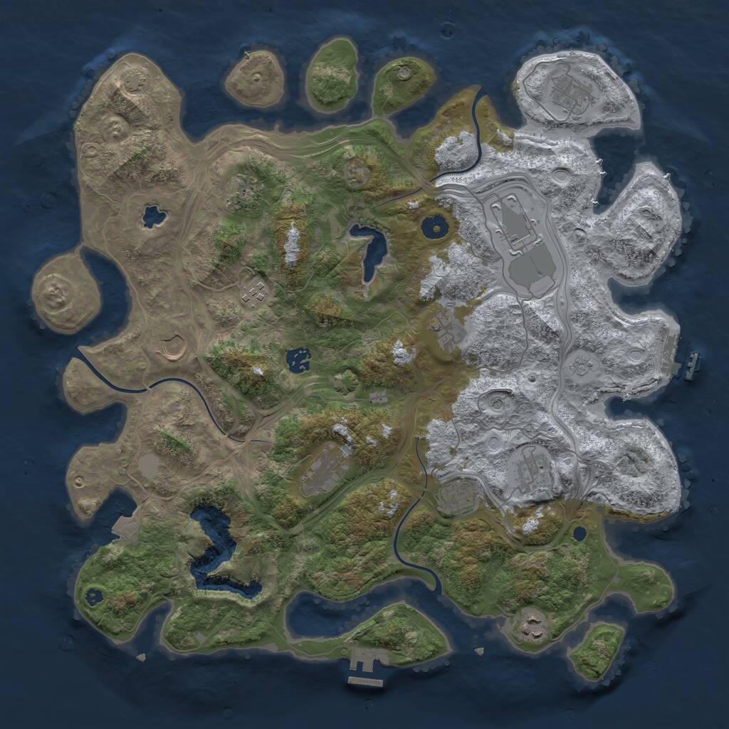 Rust Map: Procedural Map, Size: 4250, Seed: 667889483, 17 Monuments