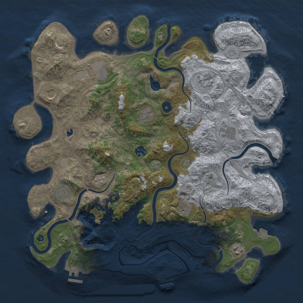 Rust Map: Procedural Map, Size: 4250, Seed: 667889483, 16 Monuments