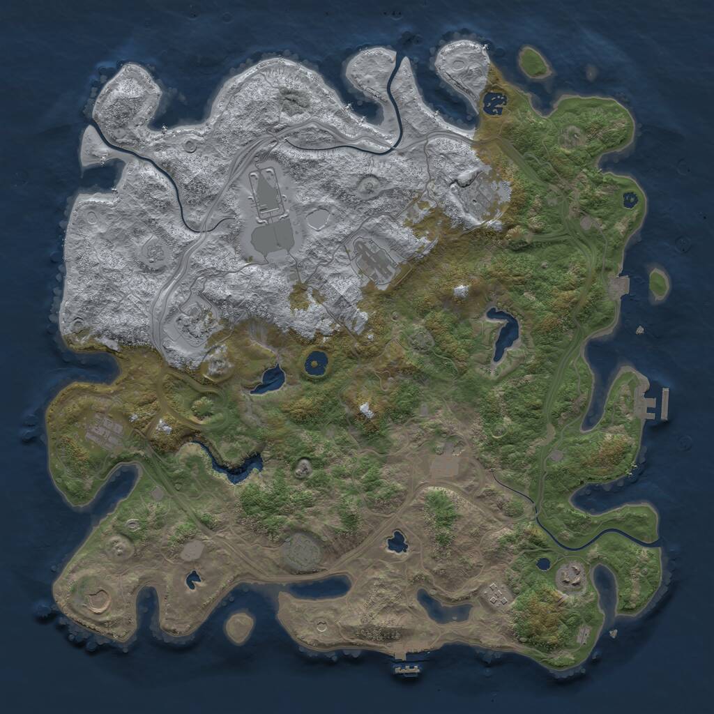 Rust Map: Procedural Map, Size: 4500, Seed: 1041963125, 19 Monuments