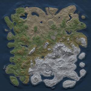 Thumbnail Rust Map: Procedural Map, Size: 5000, Seed: 34867689, 16 Monuments