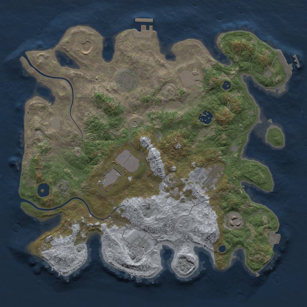 Rust Map: Procedural Map, Size: 3500, Seed: 276206668, 15 Monuments