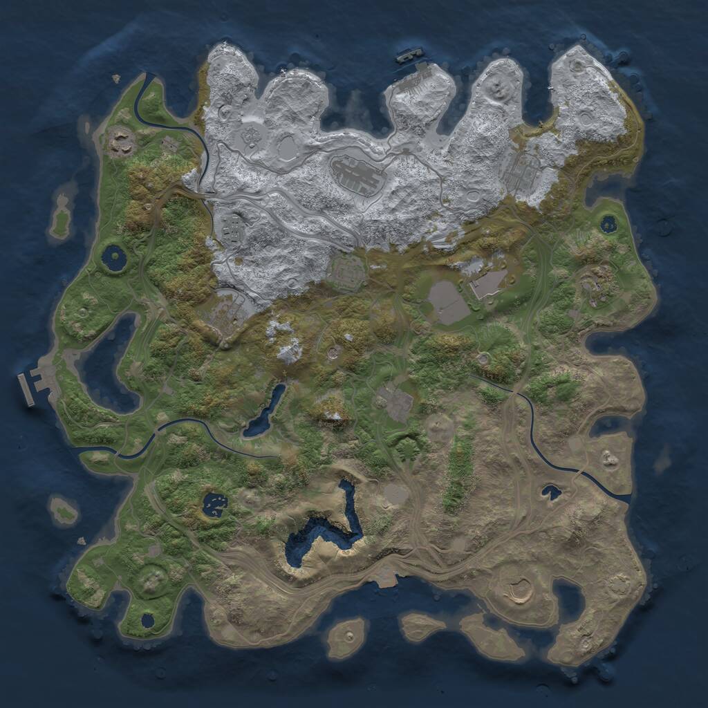 Rust Map: Procedural Map, Size: 4250, Seed: 886281774, 17 Monuments