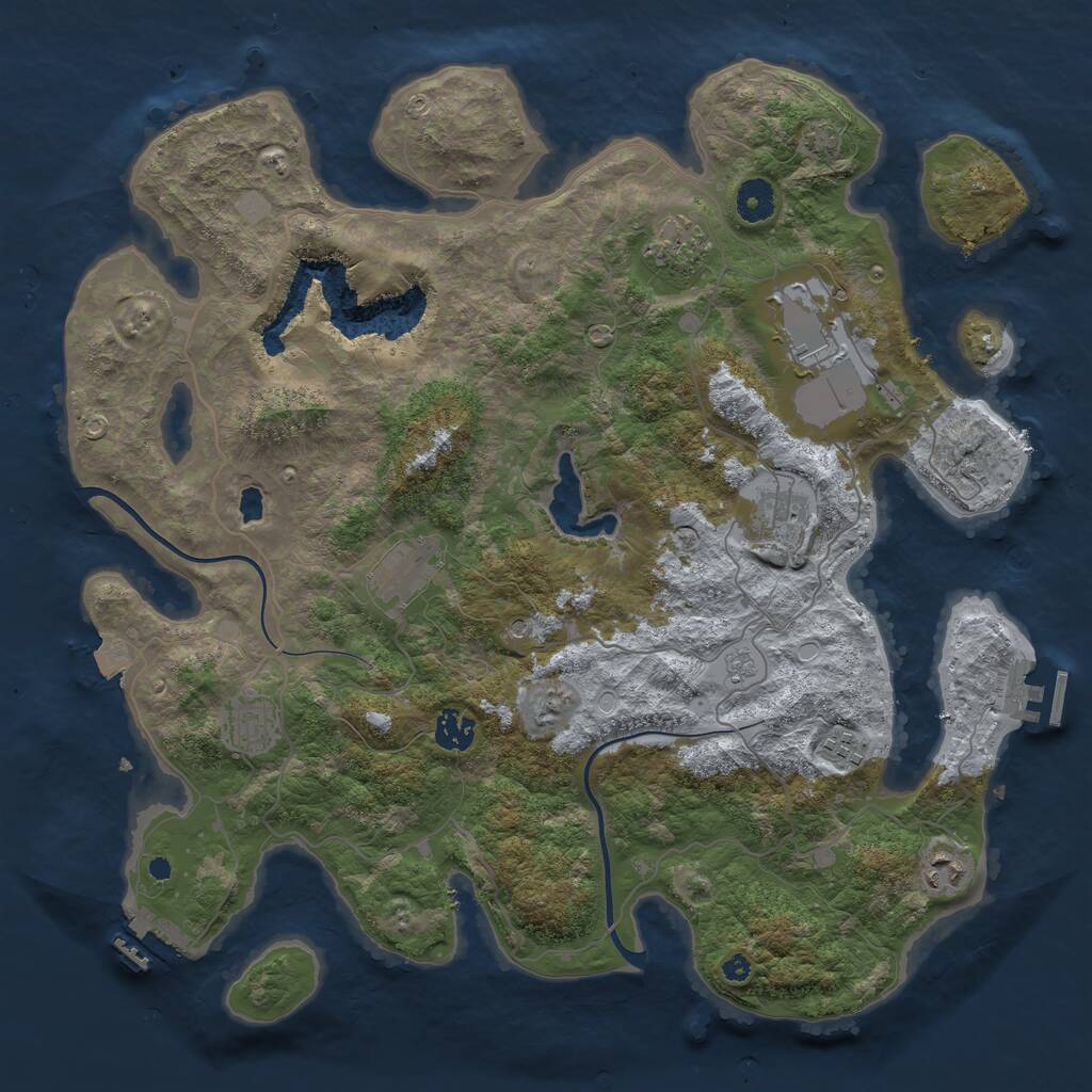 Rust Map: Procedural Map, Size: 4000, Seed: 1423905893, 14 Monuments