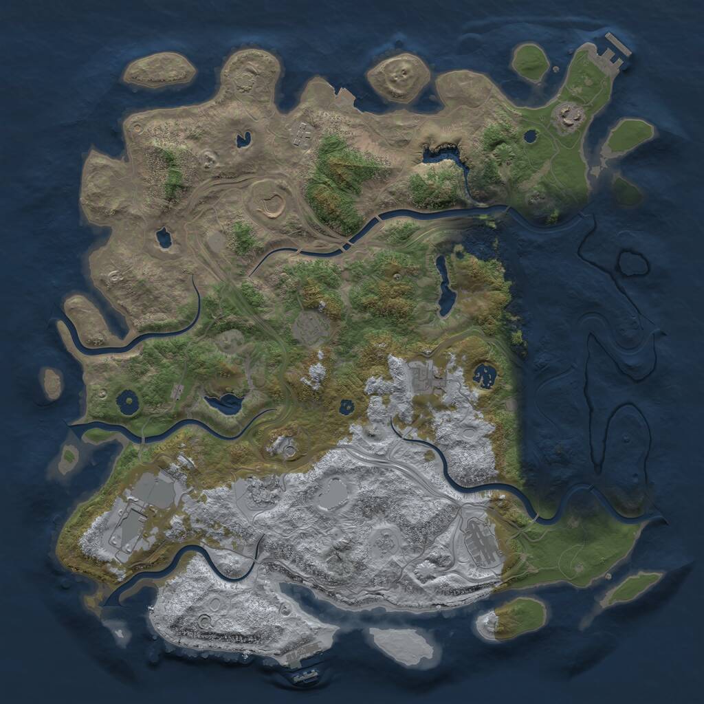 Rust Map: Procedural Map, Size: 4500, Seed: 1106158399, 15 Monuments