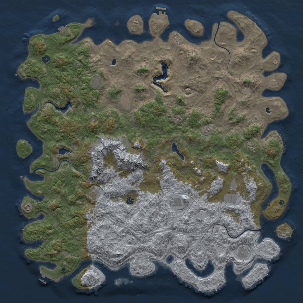 Rust Map: Procedural Map, Size: 6000, Seed: 2082307813, 17 Monuments