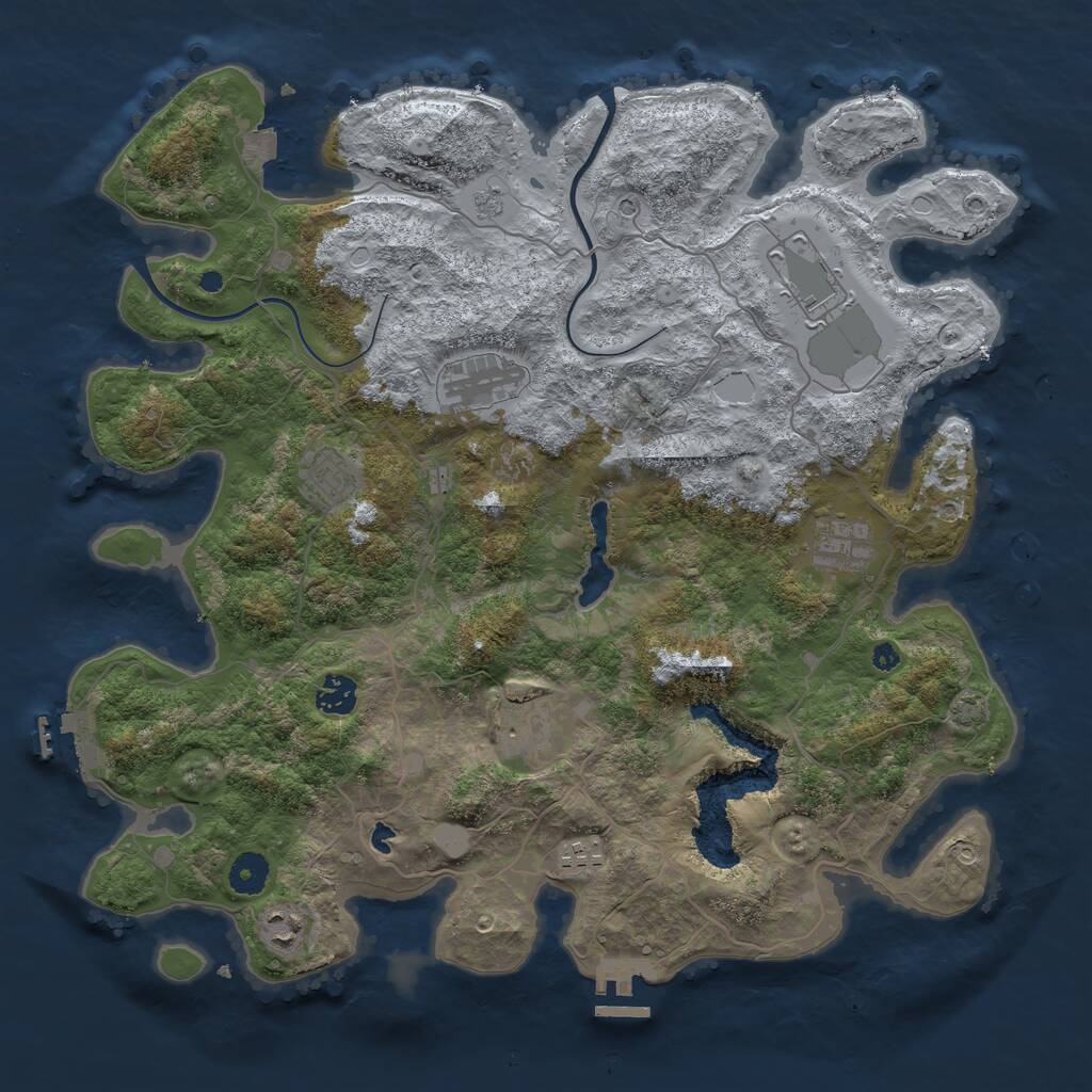 Rust Map: Procedural Map, Size: 4000, Seed: 686359433, 14 Monuments