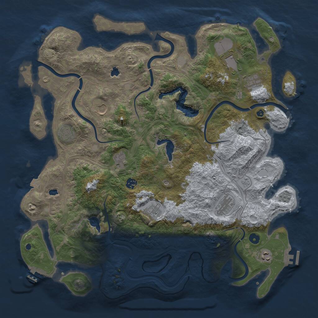 Rust Map: Procedural Map, Size: 4500, Seed: 1176340354, 16 Monuments