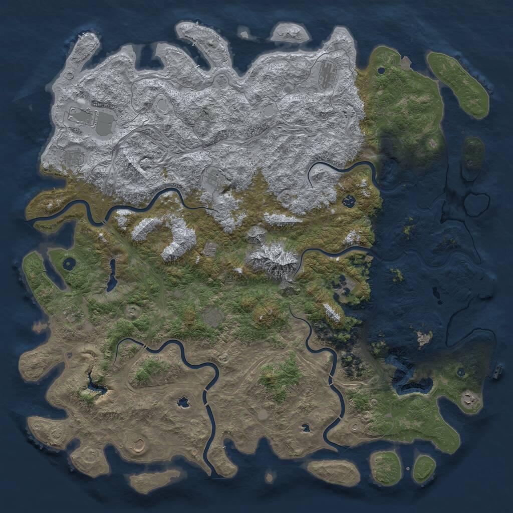 Rust Map: Procedural Map, Size: 6000, Seed: 8007135, 17 Monuments
