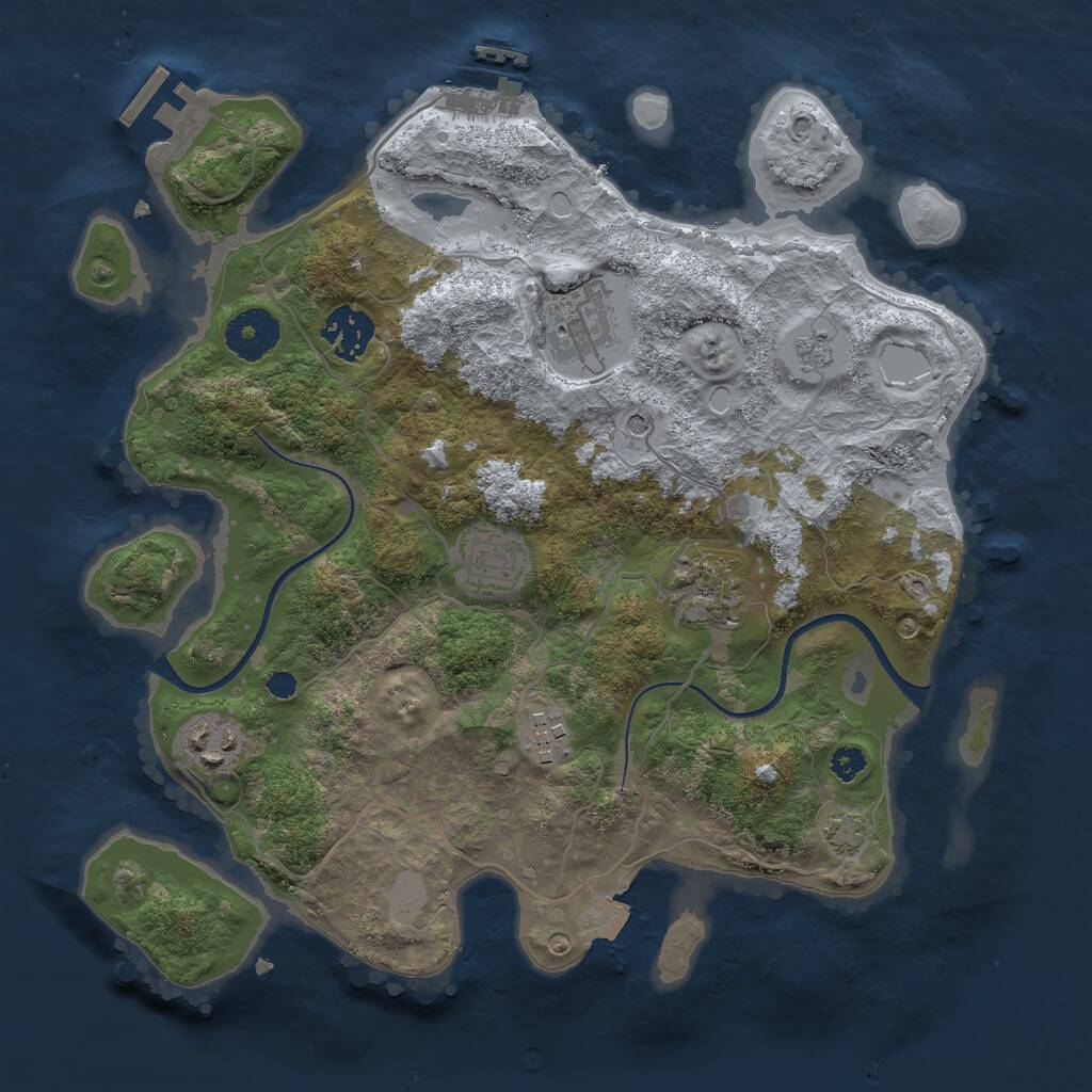 Rust Map: Procedural Map, Size: 3200, Seed: 1847194768, 12 Monuments