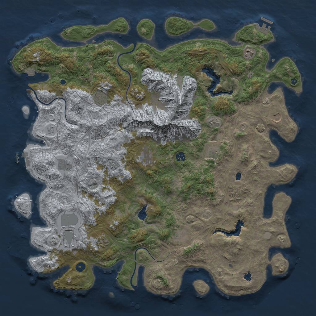 Rust Map: Procedural Map, Size: 5000, Seed: 1785102341, 17 Monuments