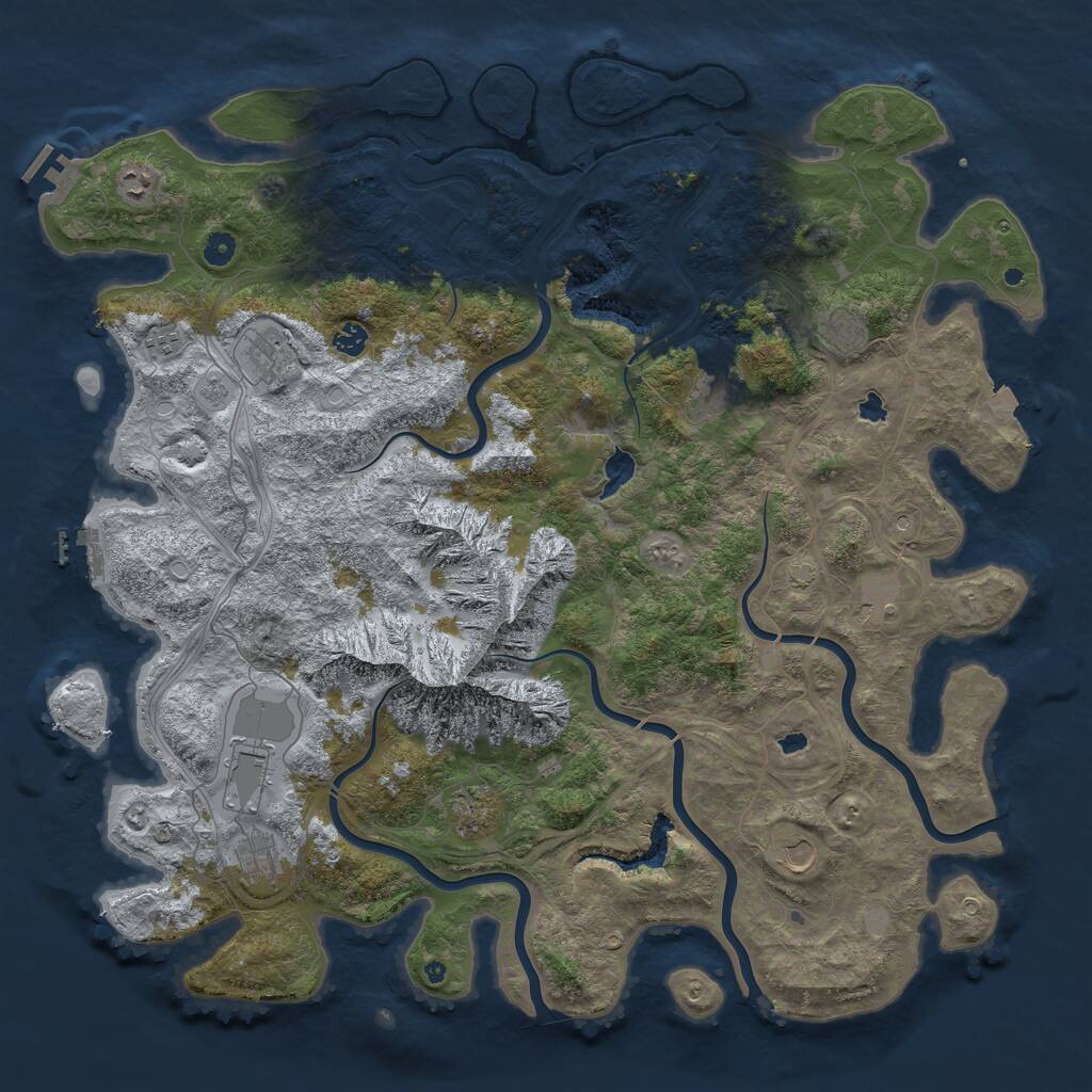 Rust Map: Procedural Map, Size: 5000, Seed: 1785102341, 17 Monuments