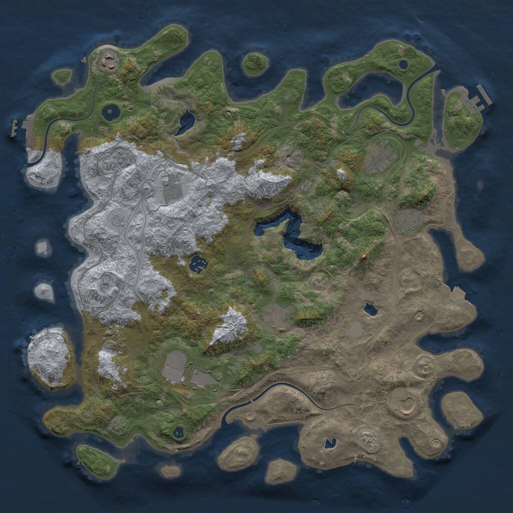 Rust Map: Procedural Map, Size: 4500, Seed: 749719166, 16 Monuments