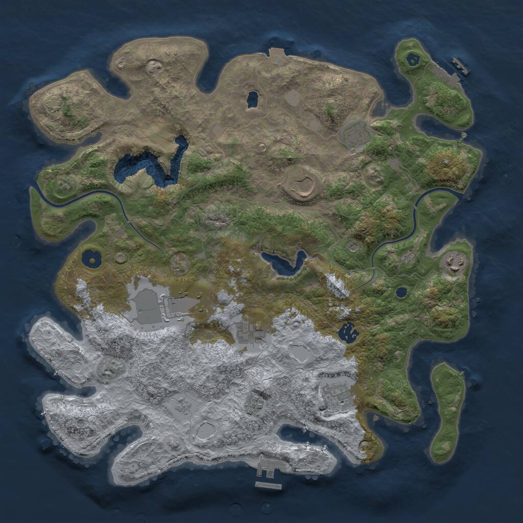 Rust Map: Procedural Map, Size: 4000, Seed: 48152691, 14 Monuments