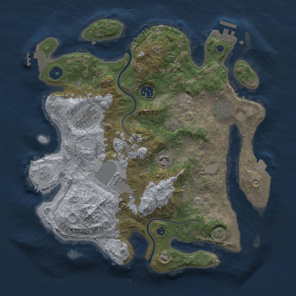 Rust Map: Procedural Map, Size: 3500, Seed: 1537355173, 11 Monuments