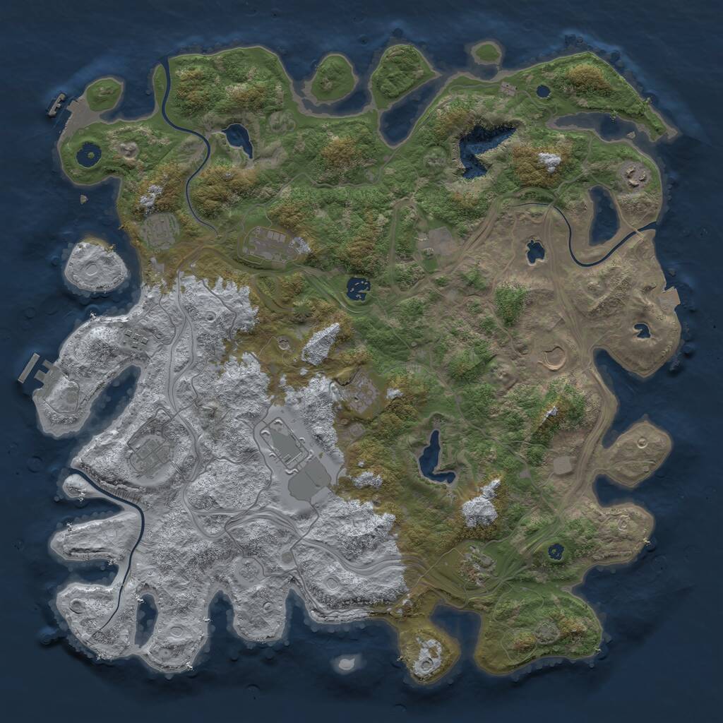 Rust Map: Procedural Map, Size: 4500, Seed: 1200712992, 17 Monuments