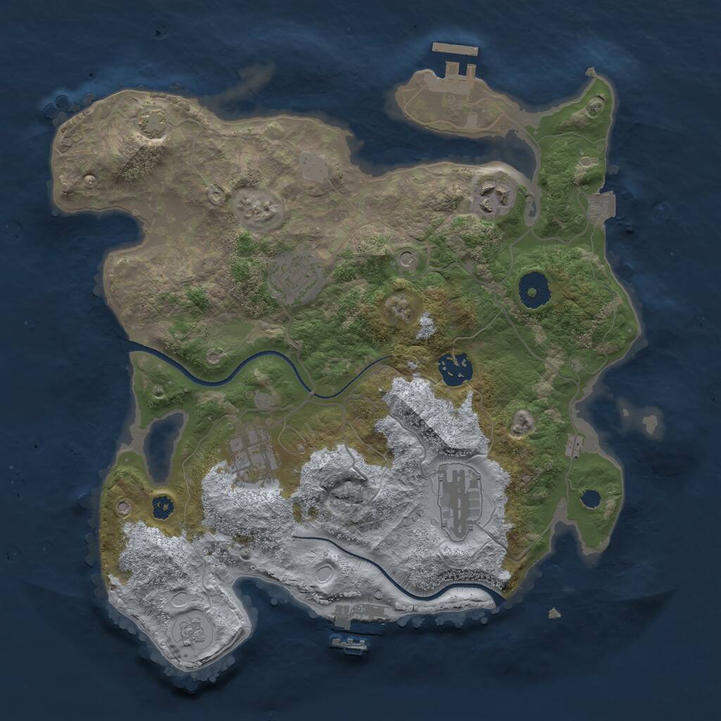 Rust Map: Procedural Map, Size: 3200, Seed: 429885815, 11 Monuments