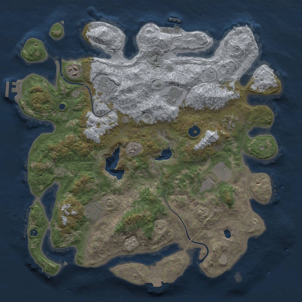 Rust Map: Procedural Map, Size: 4000, Seed: 453300438, 13 Monuments