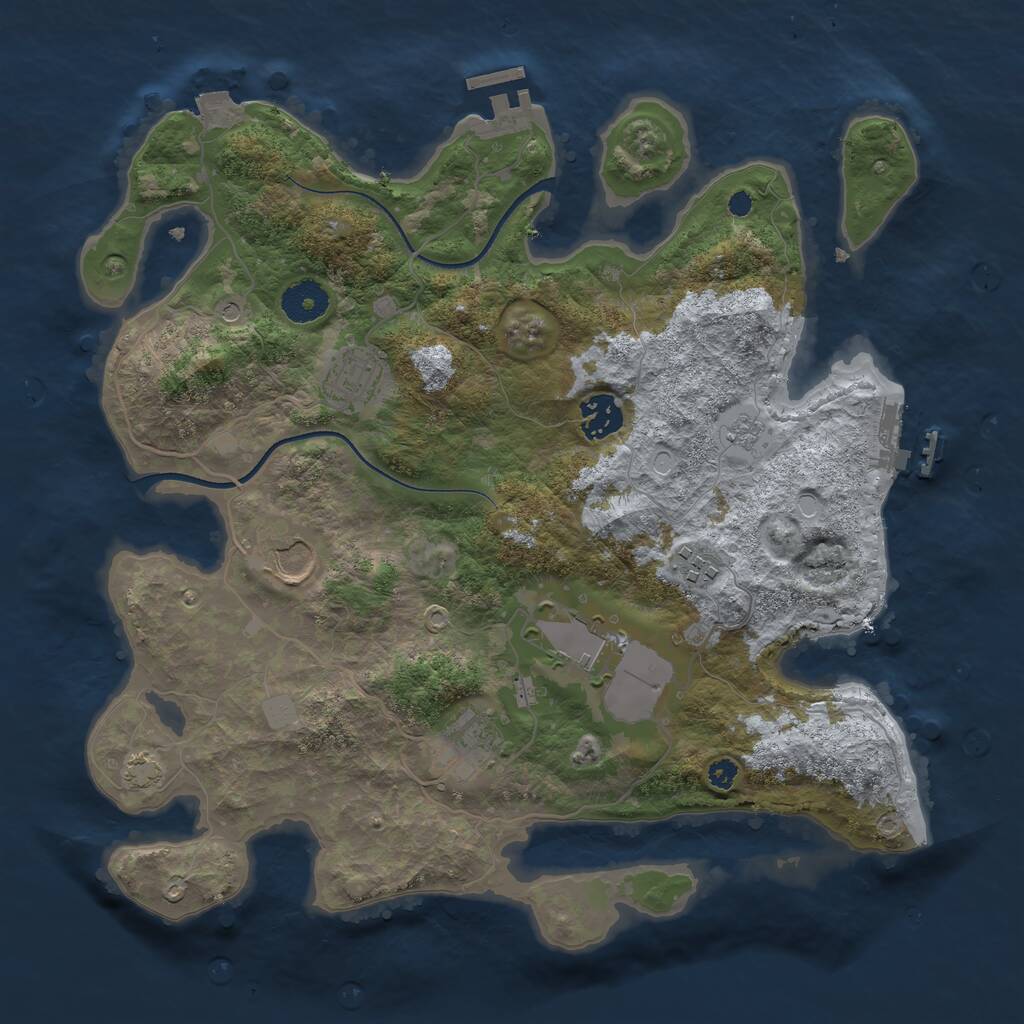 Rust Map: Procedural Map, Size: 3500, Seed: 595200820, 12 Monuments