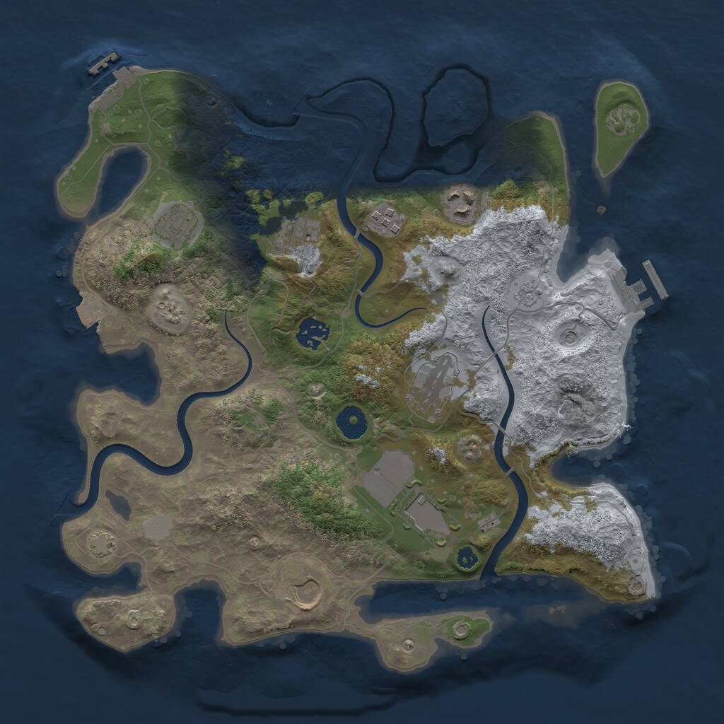 Rust Map: Procedural Map, Size: 3500, Seed: 595200820, 16 Monuments