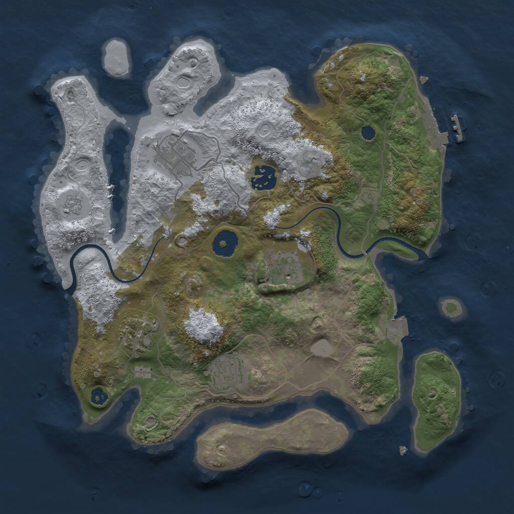 Rust Map: Procedural Map, Size: 3000, Seed: 1395458610, 8 Monuments