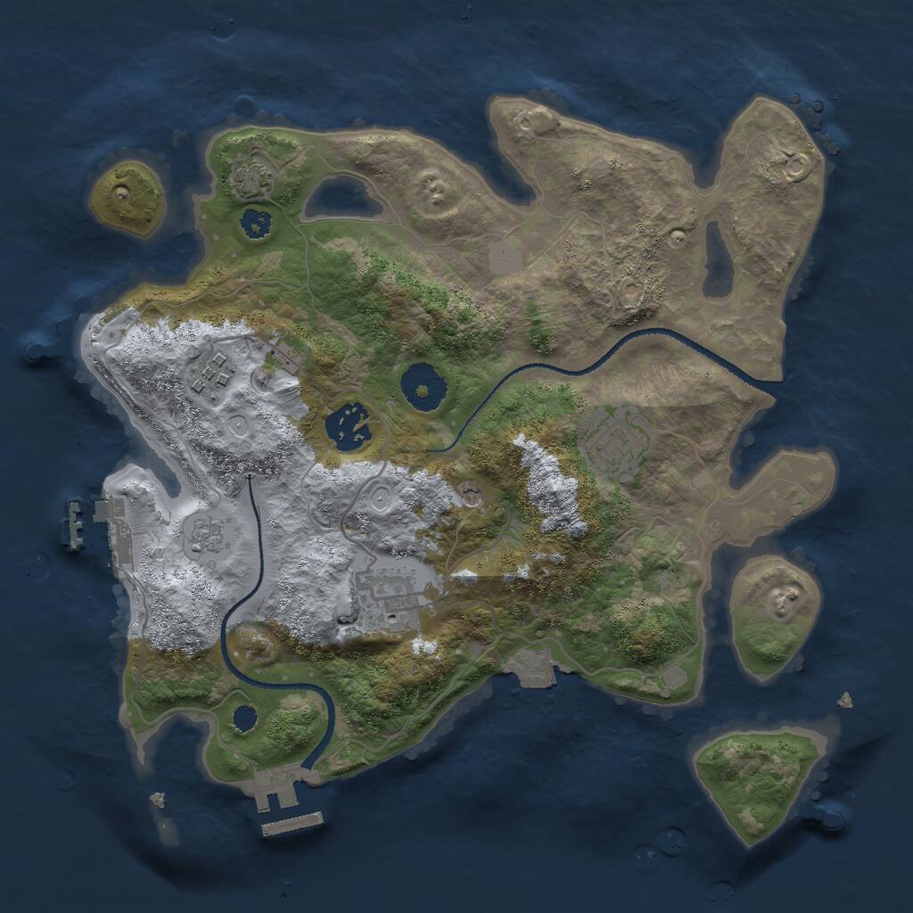 Rust Map: Procedural Map, Size: 3000, Seed: 735447642, 10 Monuments