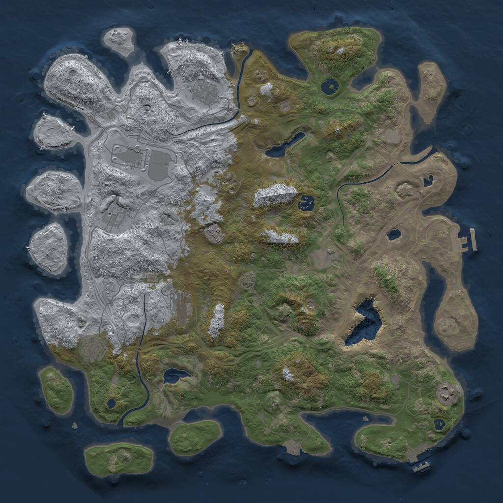 Rust Map: Procedural Map, Size: 4500, Seed: 1391702808, 16 Monuments