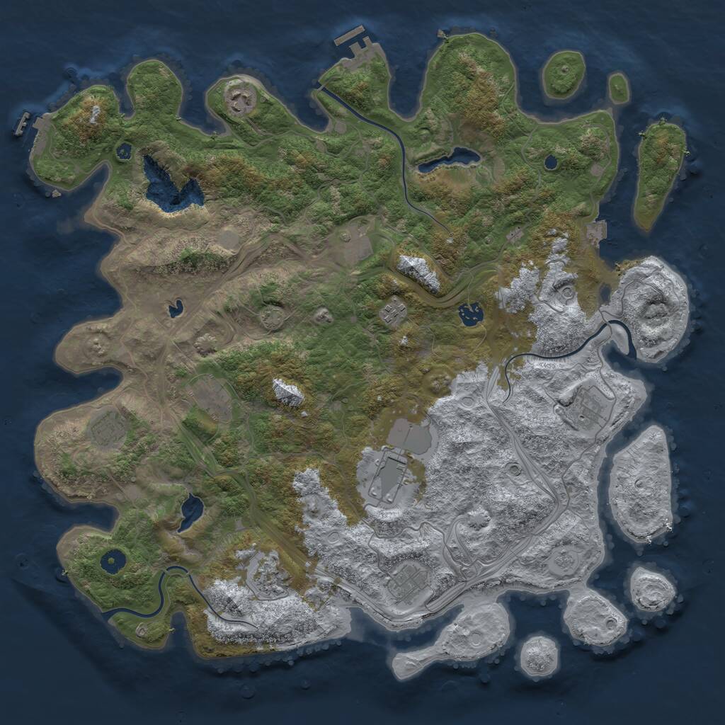 Rust Map: Procedural Map, Size: 4500, Seed: 1460644425, 16 Monuments