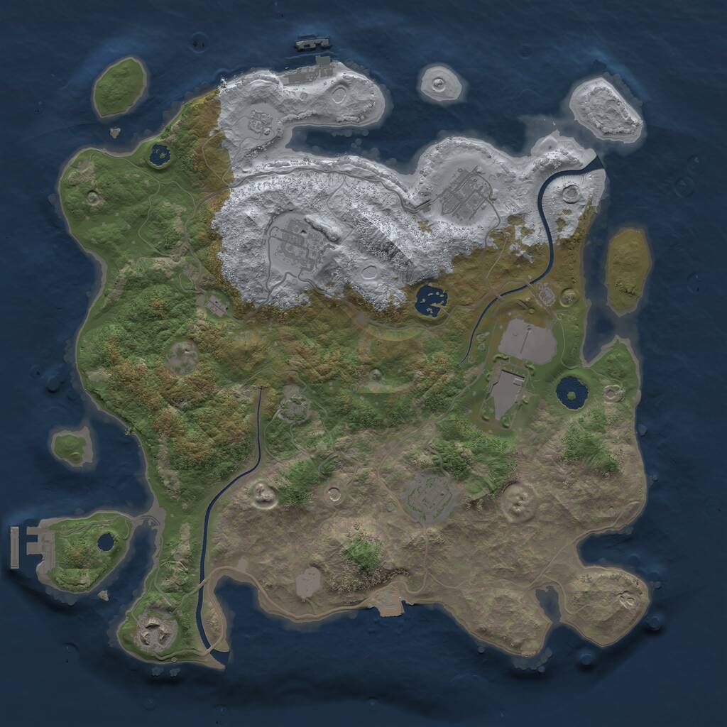 Rust Map: Procedural Map, Size: 3500, Seed: 737577503, 12 Monuments