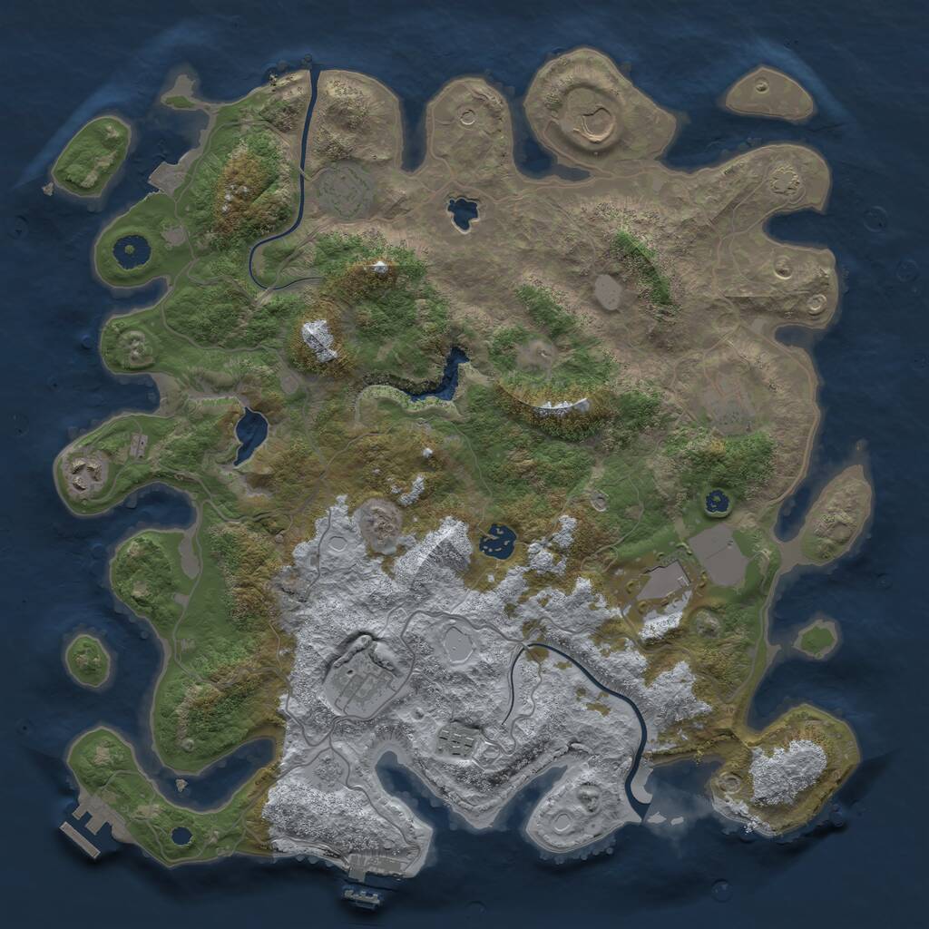 Rust Map: Procedural Map, Size: 4000, Seed: 673826, 14 Monuments